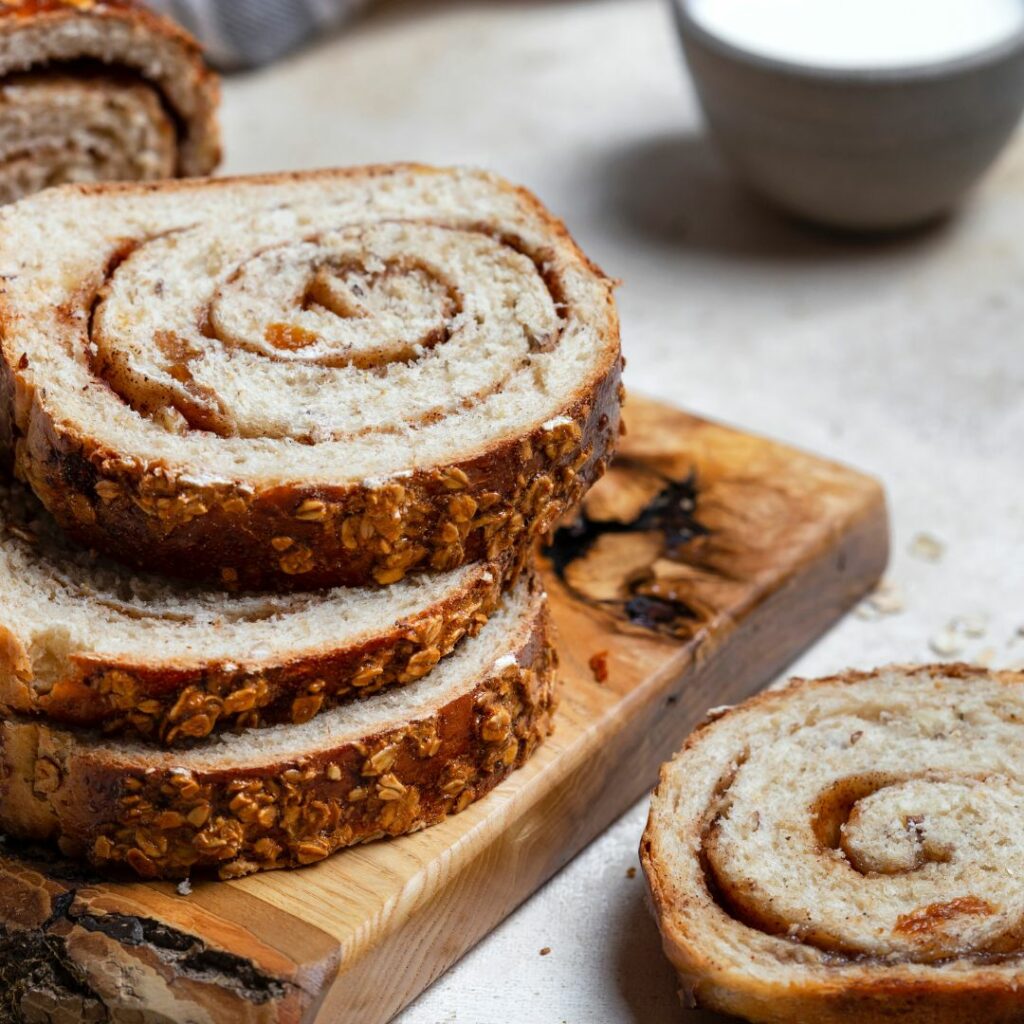 Cinnamon raisin bread on a board