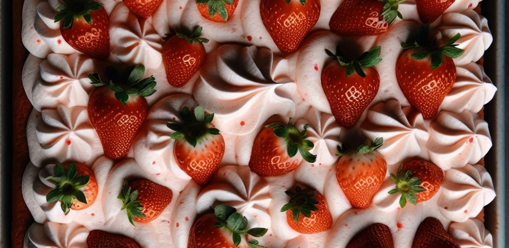 Strawberry sheetcake with pink frosting3